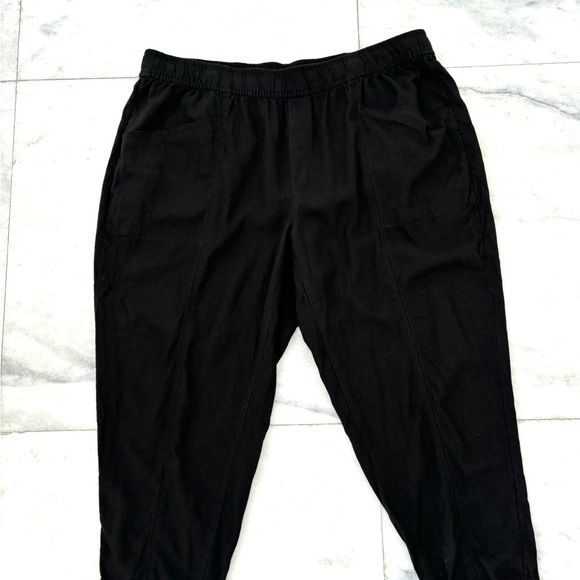 Old Navy High Rise Straight Taper Linen Pants Black Pull On Drawstring Womens 2X - Picture 11 of 12